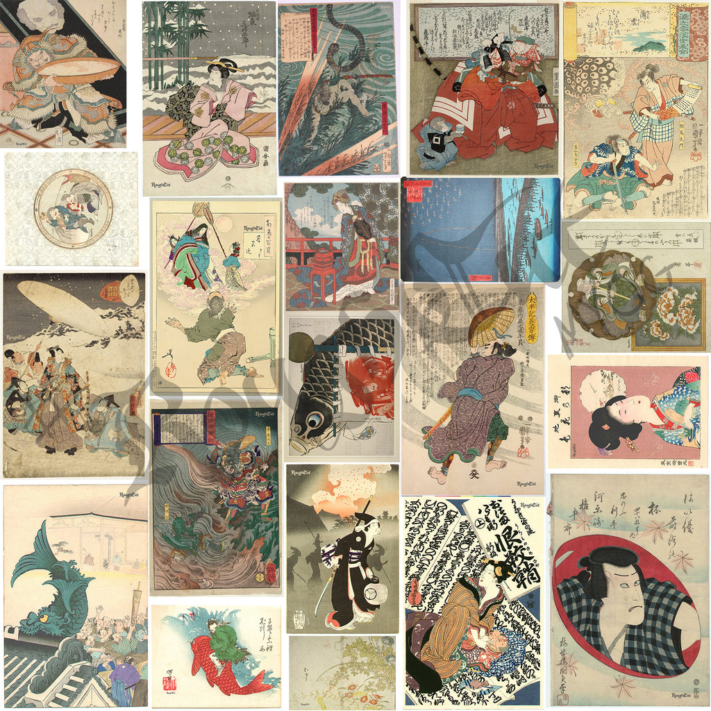Edo Fragments - Japanese Woodblock Patch Sheet